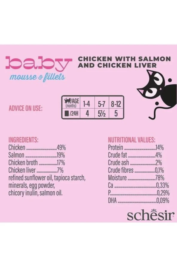 Schesir Babycat Somon ve Tavuk Ciğerli Yavru Kedi Konservesi 3x55gr - 2