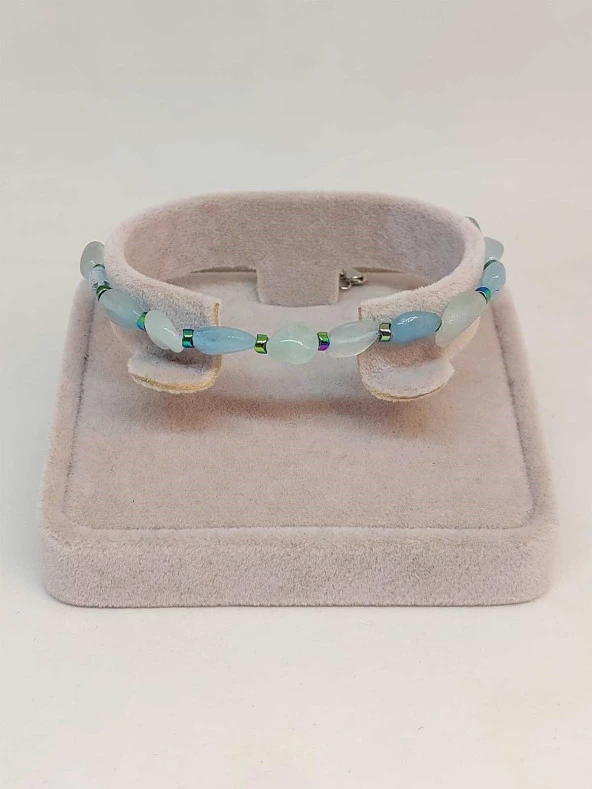 Akuamarin Taşı Tasarım Bileklik (47126) - Resim 2