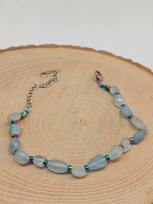 Akuamarin Taşı Tasarım Bileklik (47126) - Resim 3