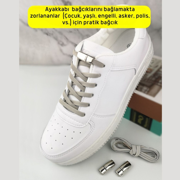 Yeni Nesil, Metal, Mıknatıslı Akıllı Elastik Bağcık, Kilitle-Bırak Ayakkabı Bağcığı, 1 Çift - 3