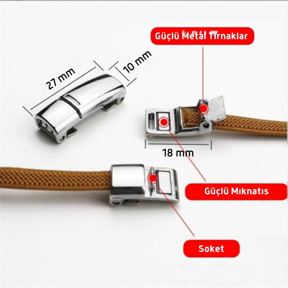 Yeni Nesil, Metal, Mıknatıslı Akıllı Elastik Bağcık, Kilitle-Bırak Ayakkabı Bağcığı, 1 Çift - 5