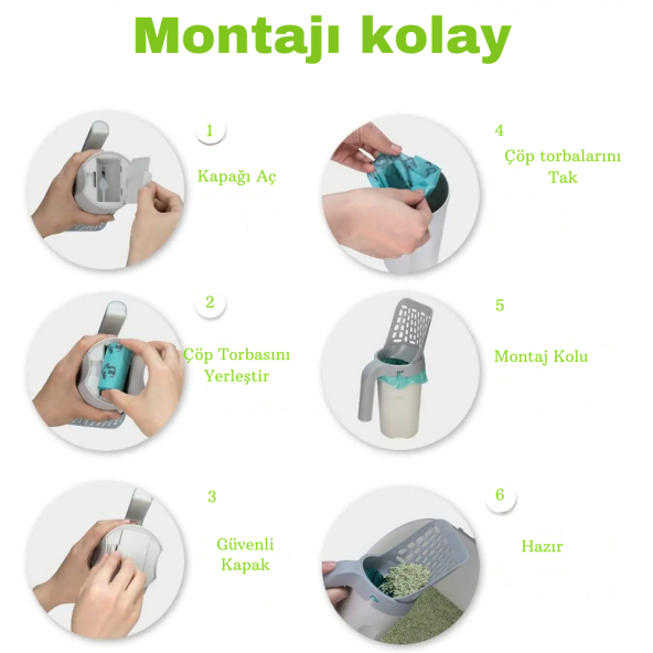 TechTic Kedi Kum Temizleme Küreği Yeni Nesil A Kalite 29cm Poşet Hazneli(1 Adet Hediye Poşet) - 10