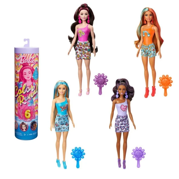HRK06 Barbie Color Reveal Renk Değiştiren Sürpriz Barbie Gökkuşağı Serisi
