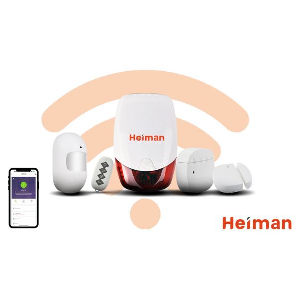 HEİMAN HM-04H Wifi Akıllı Ev Alarm Sistem Seti (1 Kapı/pencere Sensörü) (1pır) (1kumanda)