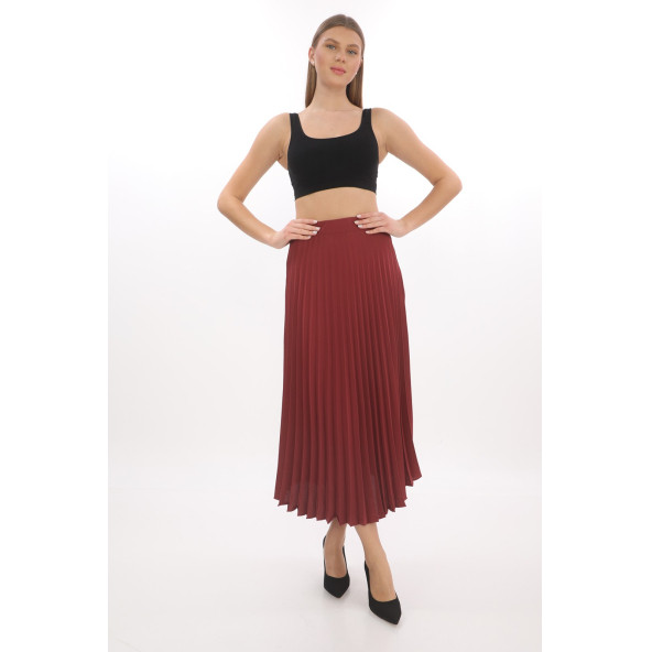 SORALLİNE KADIN PLİSOLEY ETEK 781 TARÇIN