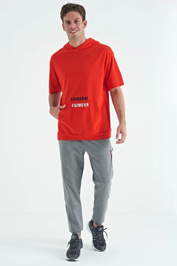 Fiesta Kanguru Cepli Yazı Nakışlı Kapüşonlu Erkek T-Shirt - 88195 - 4