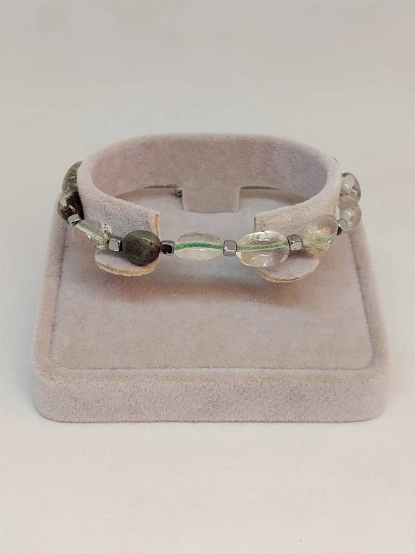 Yeşil Rutil Kuvars Taşı Tasarım Bileklik (47128) - Resim 2