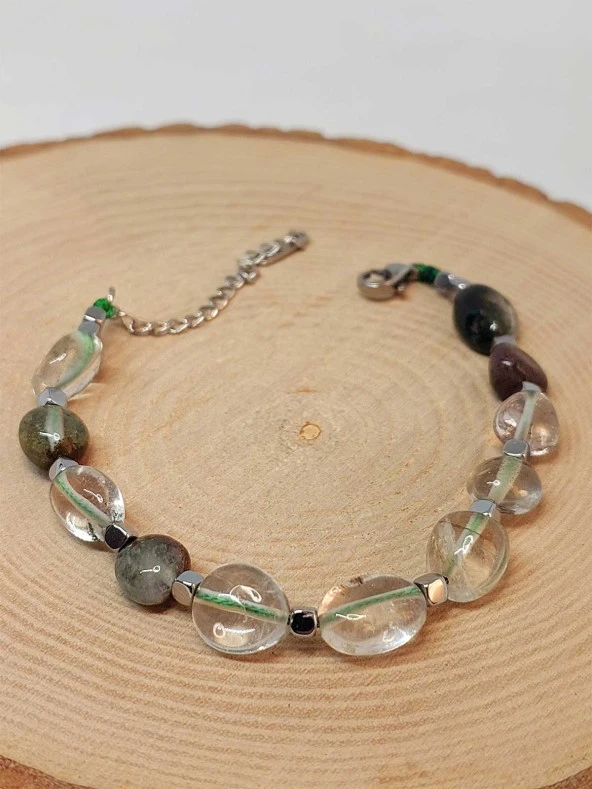 Yeşil Rutil Kuvars Taşı Tasarım Bileklik (47128) - Resim 3