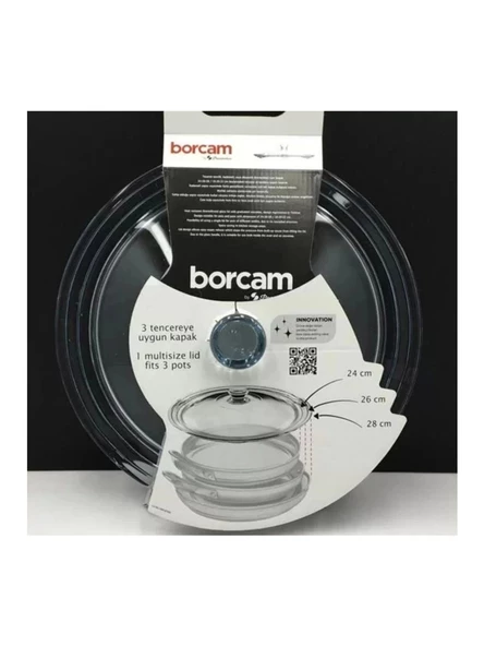 Paşabahçe 590280 Borcam Tencere Kapağı 24-26-28cm Tekli