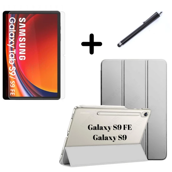 Samsung Galaxy Tab S9 FE / S9 Kılıf SET PU Deri Smart Tablet Kilifi Ekran Koruyucu + Kalem - 5