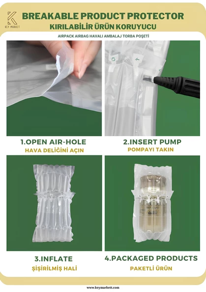 50 Adet-Paket 21x23 cm Airpack Ambalaj Torbası Airbag Havalı Poşet Dayanıklı Paketleme - 3