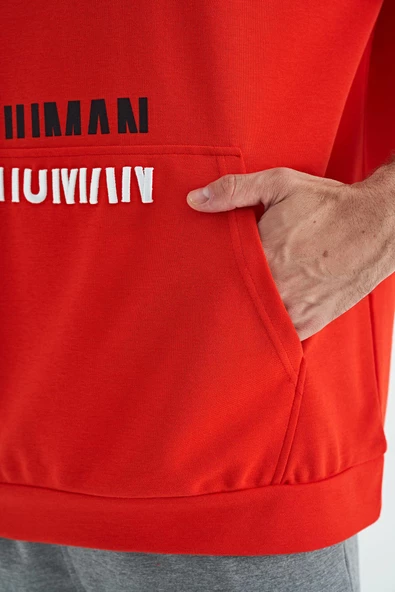 Fiesta Kanguru Cepli Yazı Nakışlı Kapüşonlu Erkek T-Shirt - 88195 - 7