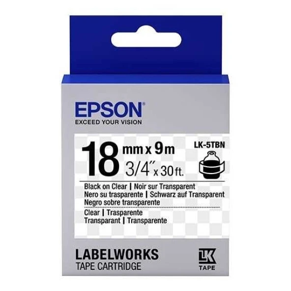 HPZR Epson LK-5TBN Transparan Üzerine Siyah Orjinal Etiket