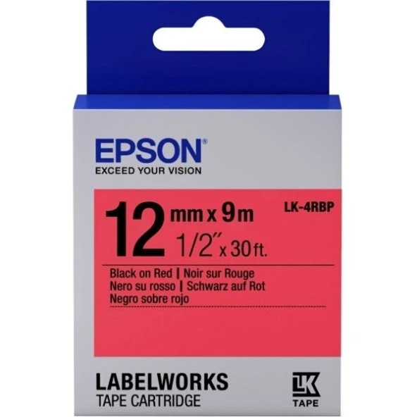 HPZR Epson LK-4RBP Kırmızı Üzerine Siyah Orjinal Etiket