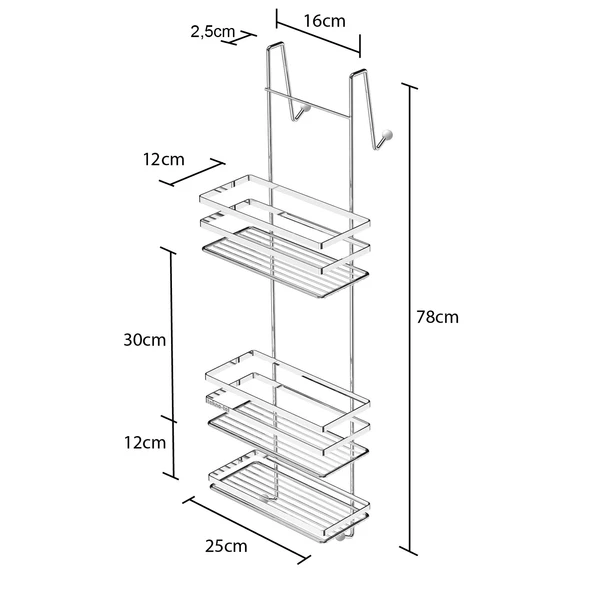 EKSTRA GÜÇLÜ ÖZEL KROM KAPLAMA DUŞAKABİN RAFI LM580 - 5