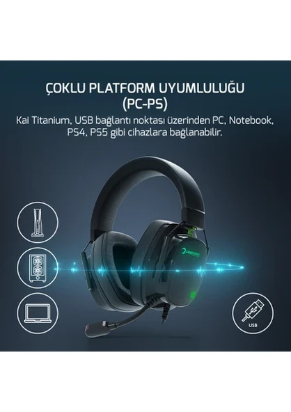 Gamepower Kai Titanium Siyah 7.1 Surround Hi-Fi Manyetik Pad Rgb Gaming Kulaklık (2x Pad Hediyeli) - 9