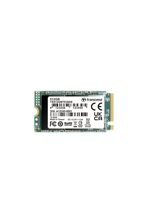 TS512GMTE400S 512GB PCle Gen3x4 NVMe 3D TLC DRAM-less 22x42 M.2 SSD