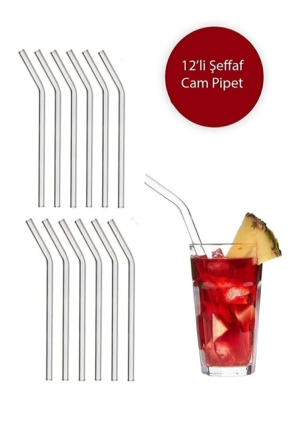 Şeffaf 12 li Cam Eğimli Pipet