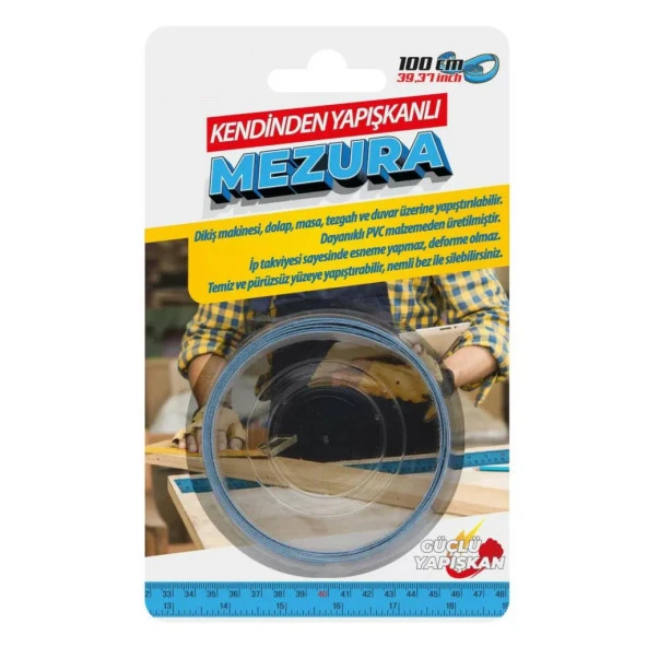 Yapışkanlı PVC Mezura 1 Metre