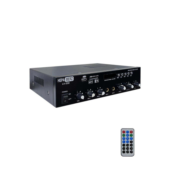 Hepa Merz LV-200 100V Trafolu ve 4-16 Ohm Mixer Amfi 200W Anfi Bluetooth Usb - 2