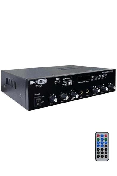 Hepa Merz LV-200 100V Trafolu ve 4-16 Ohm Mixer Amfi 200W Anfi Bluetooth Usb - Resim 2