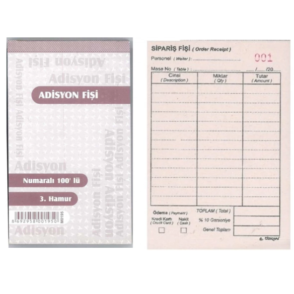 Adisyon Fişi Numaralı 3 Hamur 10'Lu 4 Paket Armat-Özkan