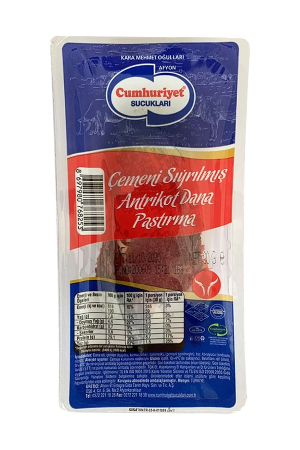 CUMHURİYET Pastırma 90 Gr