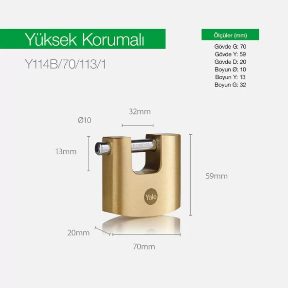 70mm Pirinç Gövdeli Oval Kayar Pimli Asma Kilit - Resim 2