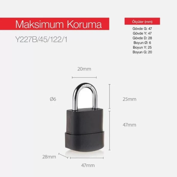 Çift Bilyeli Kilitleme Mekanizmalı Asma Kilit 45 mm - Resim 2