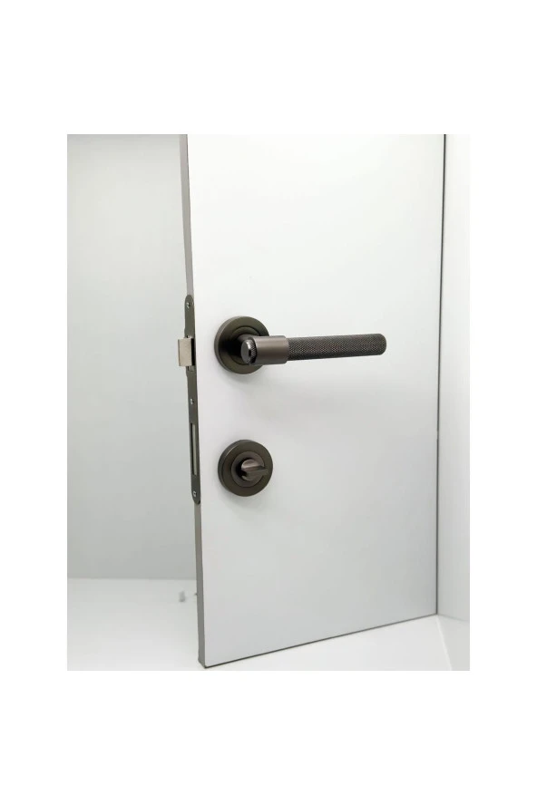 Punch Mat Skoç Füme Rozetli Wc Banyo Kapı Kolu 1 Takım - Resim 2