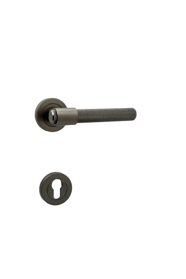 Punch Mat Skoç Füme Rozetli Yale Çelik Kapı Kolu 1 Takım ürün görseli