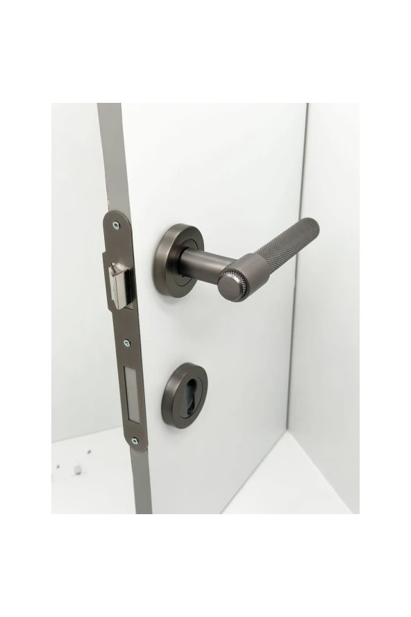 Punch Mat Skoç Füme Rozetli Yale Çelik Kapı Kolu 1 Takım - Resim 2