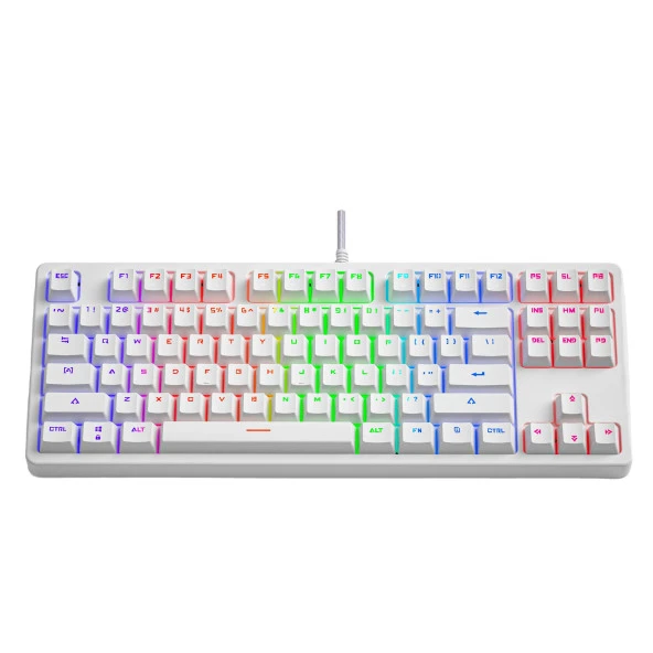Valkyrie Leaven K870 Blue Switch Mekanik Gaming Oyun Klavyesi RGB 61 Key Mavi Tuş Type-C Klavye BEYAZ - 2