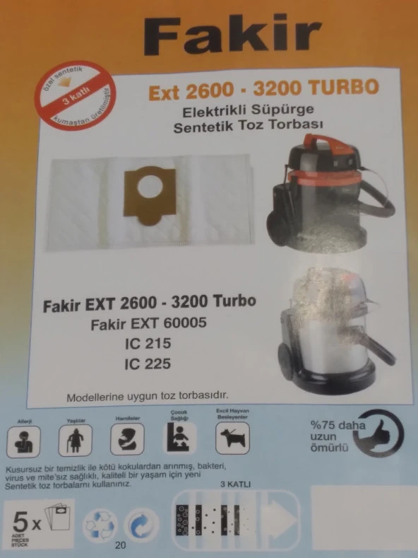 FAKİR YIKAMALI SENTETİK ( 3 PAKET 15 ADET ) - 2