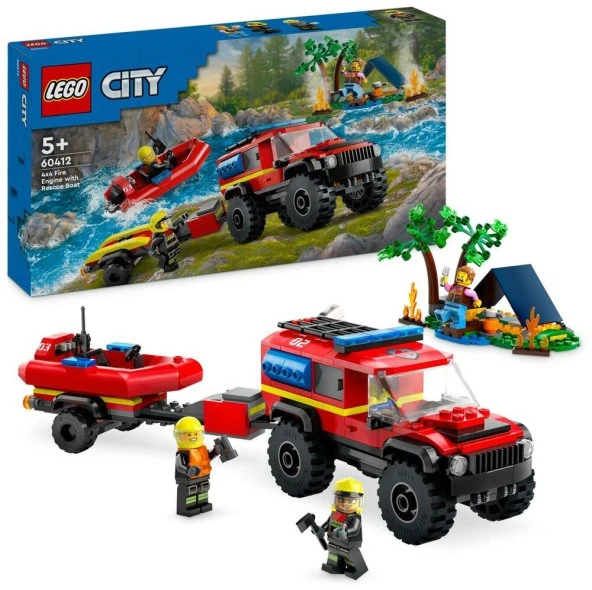 Lego City 4x4 Kurtarma Botlu İtfaiye Kamyonu 60412 Lisanslı Ürün