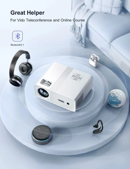 WiMiUS W7 Yerel 1080P Projektör 4K Destekli - 5G WiFi Bluetooth - 4