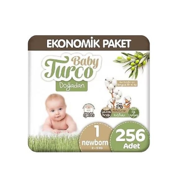 Baby Turco Doğadan 1 Numara Yenidoğan 256'lı Bebek Bezi