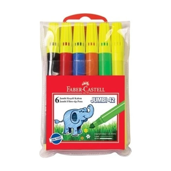 Faber-Castell Jumbi-Neon Floresan Markör 6lı Poşet