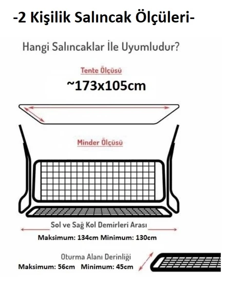 Mandaş Süngersiz 2 Kişilik Salıncak Minder Seti (Pamuklu Kumaş)-Denizci Lacivert - 2