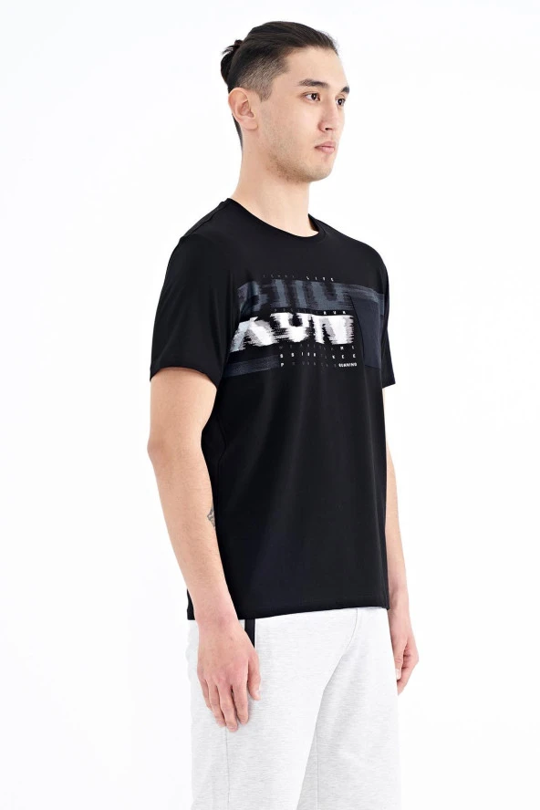 Tommy Life Siyah Ön Cep Detaylı Baskılı Standart Kalıp Erkek T-shirt - 88200 - 2