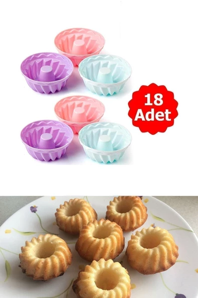 Silikon Mini Kek Kalıbı 18 Parça Muffin Kek Kalıbı