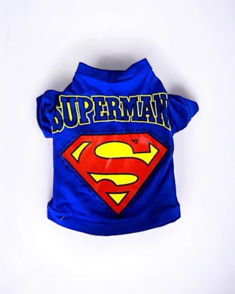 Mavi Superman Kedi Tişörtü Kedi Kıyafeti Kedi Elbisesi - 2