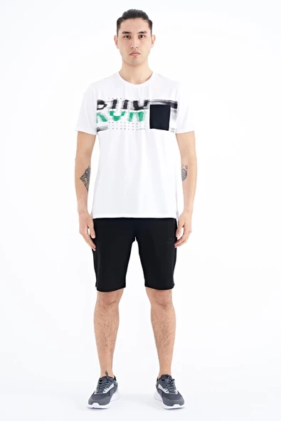 Tommy Life Beyaz Ön Cep Detaylı Baskılı Standart Kalıp Erkek T-shirt - 88200