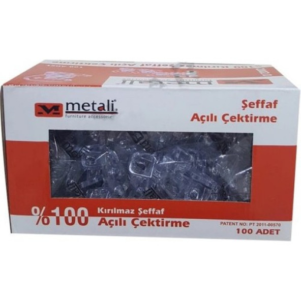 Açılı Şeffaf Çektirme Metali 100 Adet