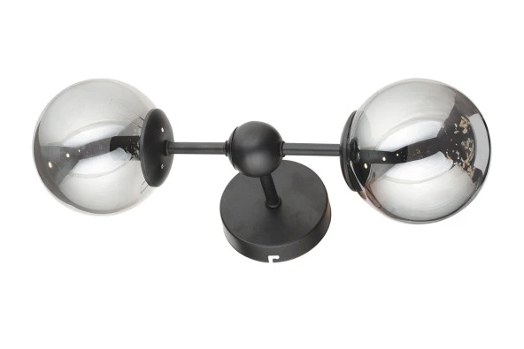 Lampaluce Spazio Modern Tasarım 2'li Aplik Siyah Füme Cam - 4