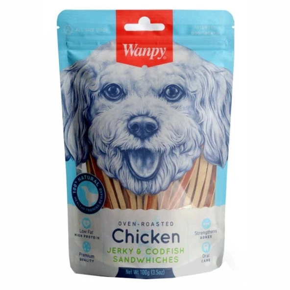 Wanpy Köpek Ödül Maması Oven Roasted Tavuklu Morina Balıklı 100 Gr