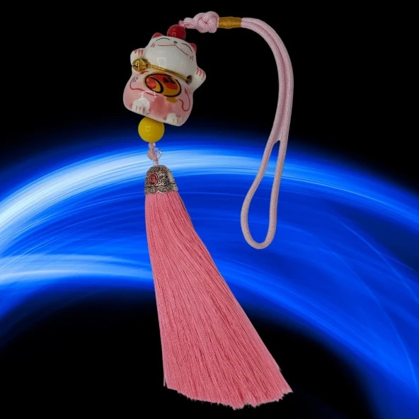Feng Shui Maneki Neko Şans Kedisi Pembe No.1 - Resim 4