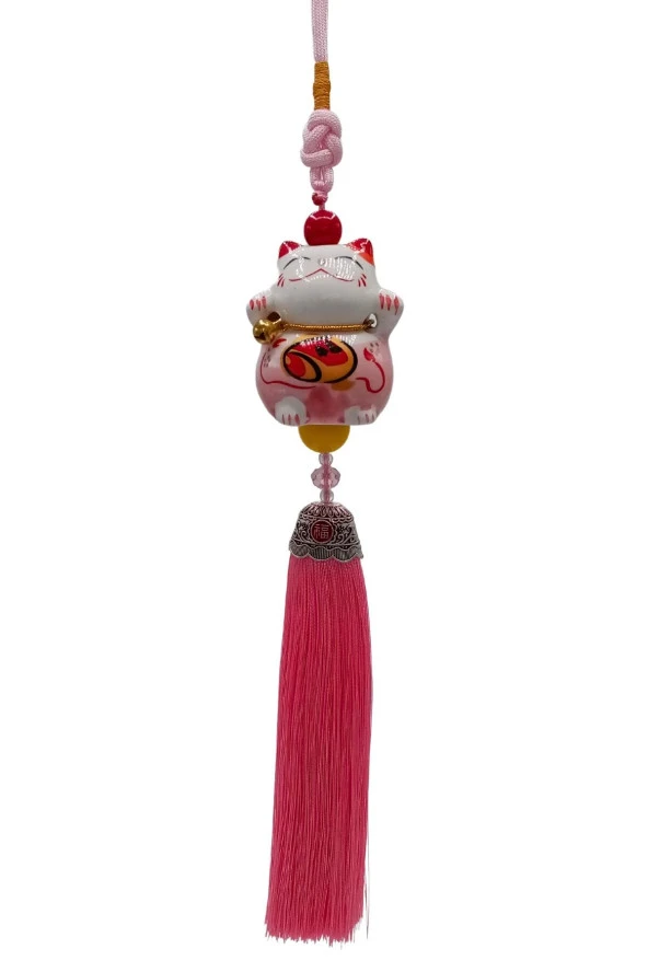 Feng Shui Maneki Neko Şans Kedisi Pembe No.1 - Resim 6