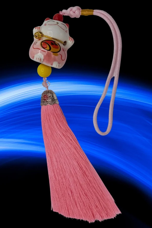 Feng Shui Maneki Neko Şans Kedisi Pembe No.1 - Resim 9