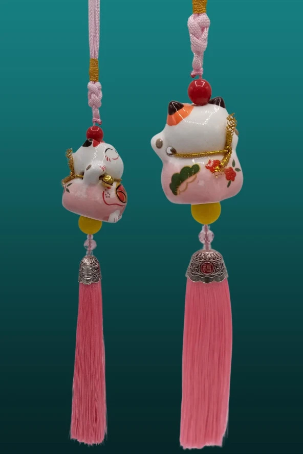 Feng Shui Maneki Neko Şans Kedisi Pembe No.1 - Resim 10